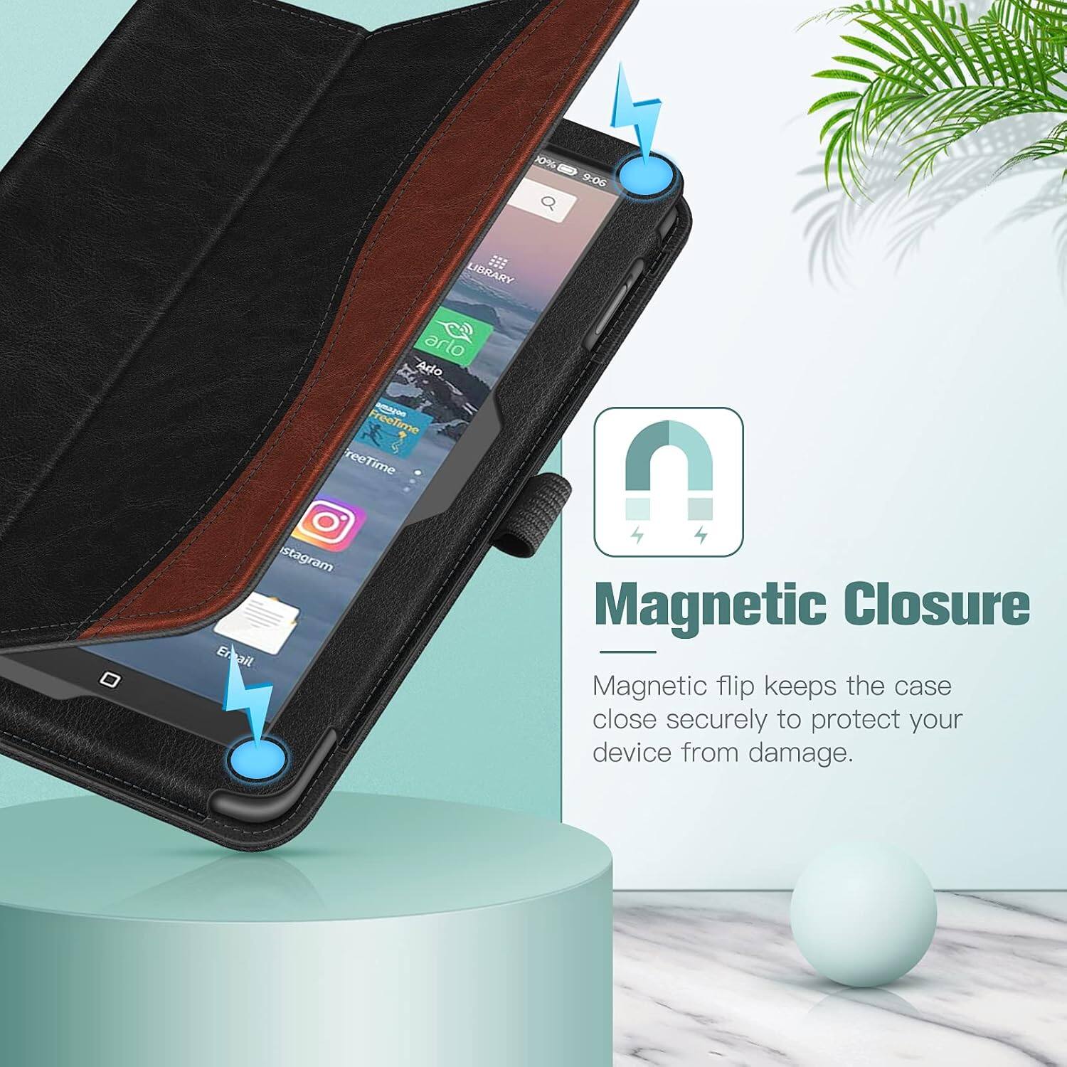10%
9:06
LIBRARY
arlo "Arlo FreeTime nosamo reeTime
stagram ail
Magnetic Closure
Magnetic flip keeps the case close securely to protect your device from damage.