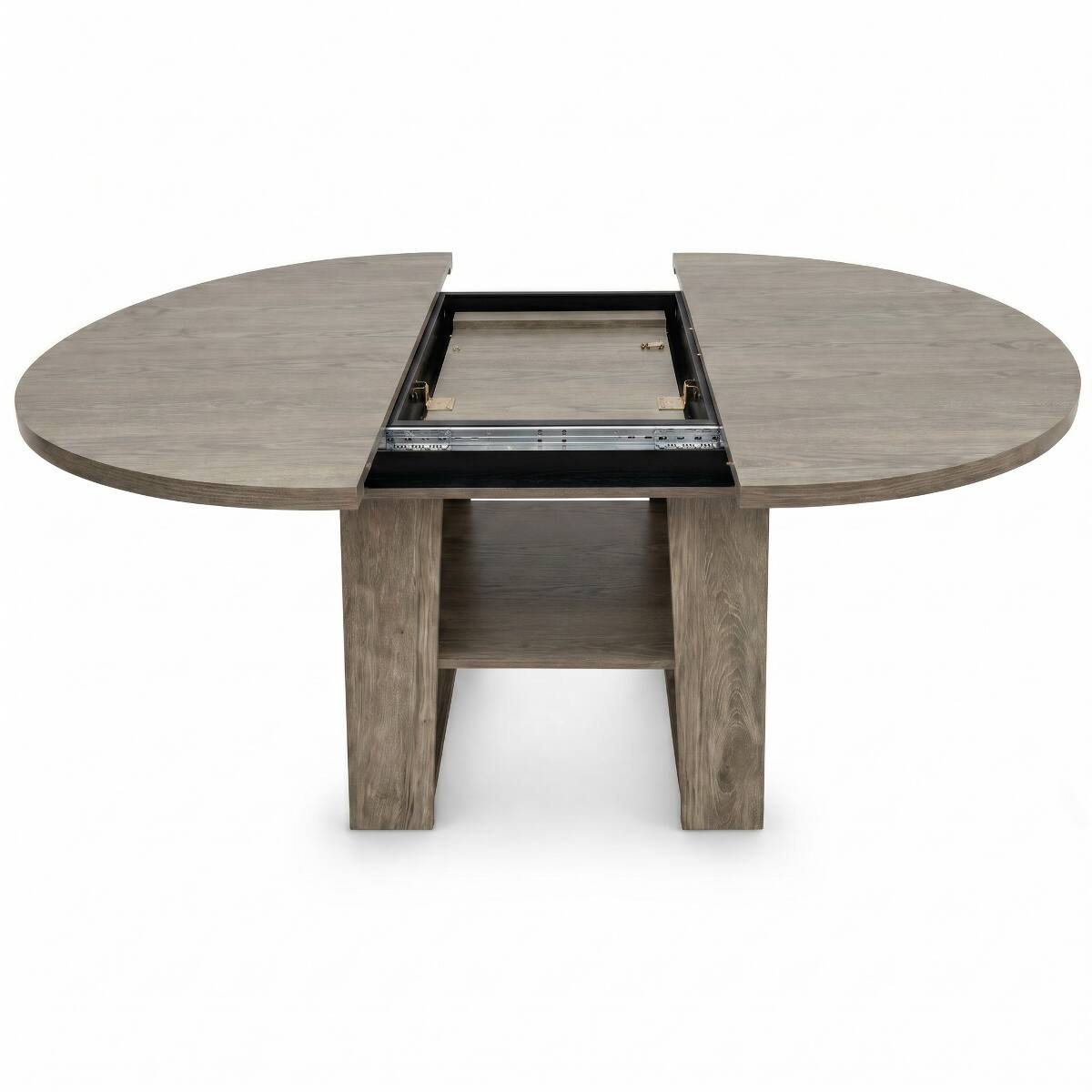 Alt View 4. Loheer - Loheer Extendable Round Dining Table, Gray, Round to Oval Dining Table for Four to Six - Gray.