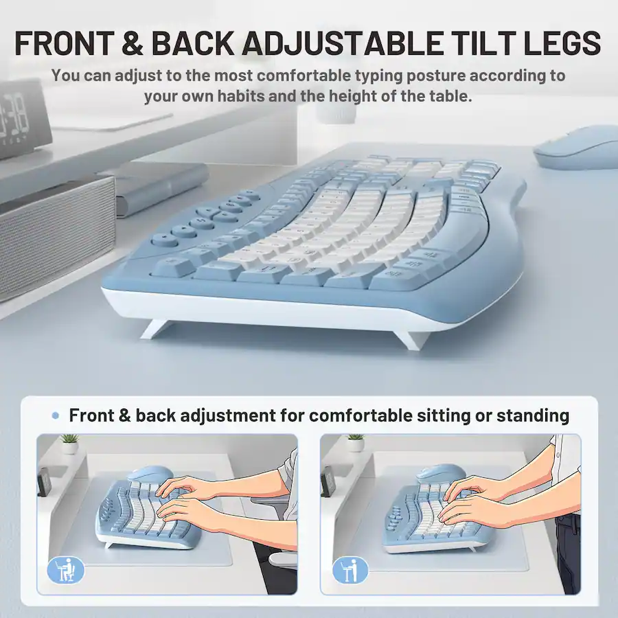 Linux Us Keyboard Layout Bundle HESVAP Silent Ergonomic Wireless Keyboard and Mouse Combo, Full ...