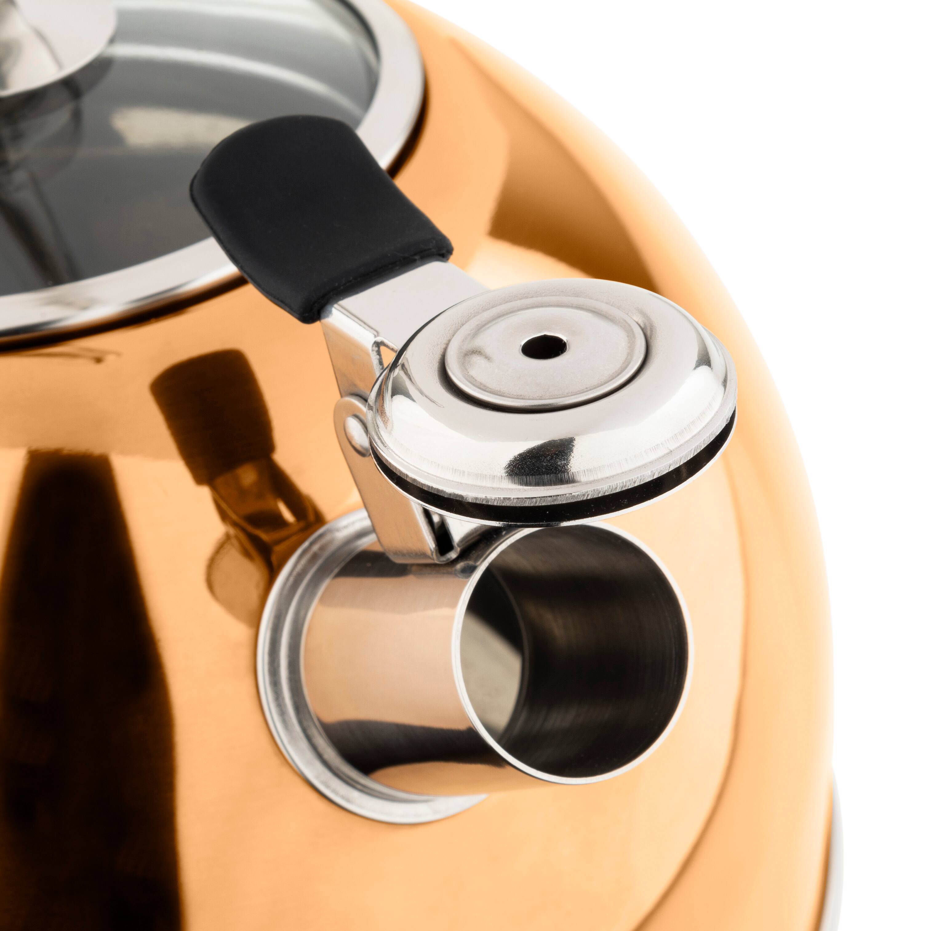 Alt View 11. Viking - Viking 2.6 Quart Whistling Tea Kettle with 3-Ply Base - Rose Gold.