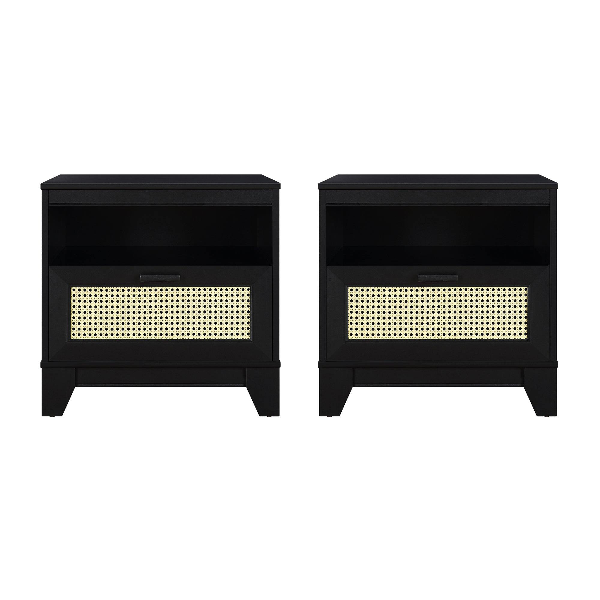 Front. Manhattan Comfort - Sheridan Mid-Century Modern 22" Nightstand - Set of 2 - Black.