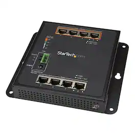 Startech - 8-Port Gigabit Ethernet Switch - Industrial Managed Network Switch - Wall Mount with Front Access - Black