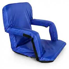 Camco - Portable Stadium Seat Foldable Padded Cushion Back Support, Armrests - Blue