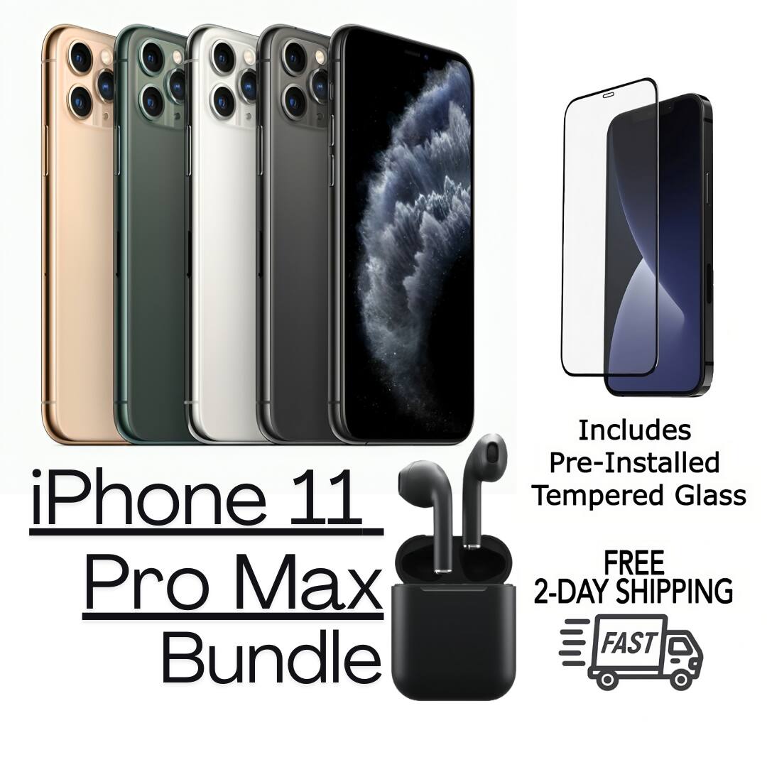 iPhone 11 Pro Max Bundle  
Includes Pre-Installed Tempered Glass  
FREE 2-DAY SHIPPING  
FAST