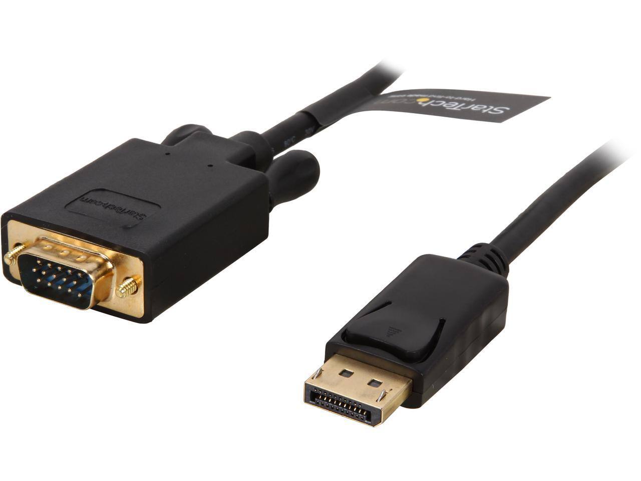Front. StarTech.com - StarTech DP2VGAMM3B 3ft Active DisplayPort to VGA Adapter Cable, 1920x1200, Black.