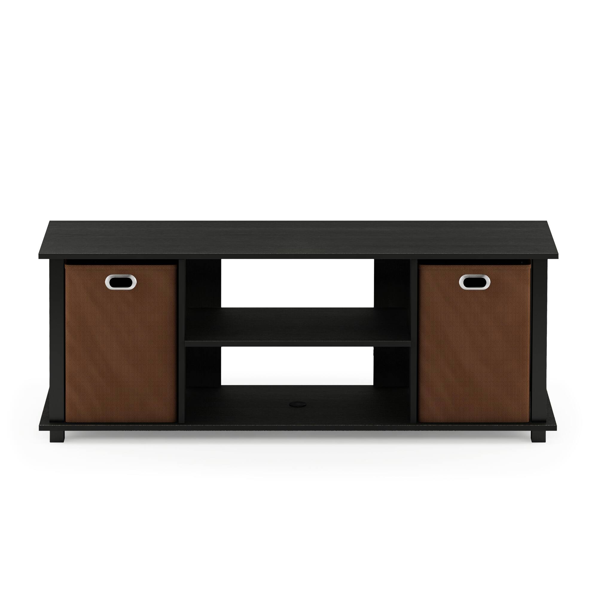 Alt View 2. Furinno - Econ Entertainment Center w/Storage Bins - Americano/Black/Medium Brown.