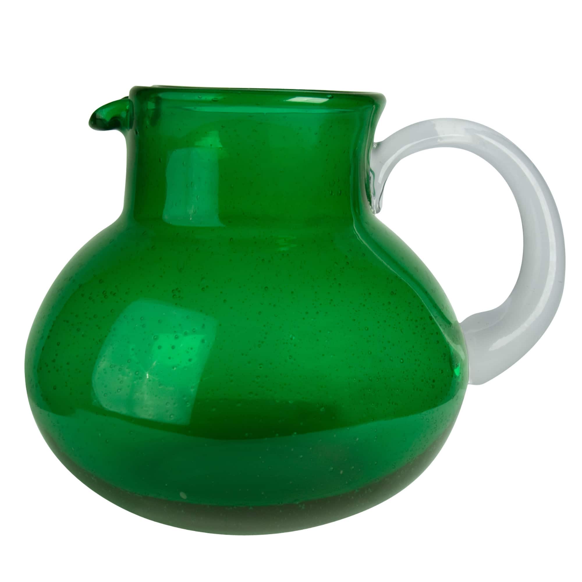 Artland - Handblown Glass Pitcher, Bubble Shape, Lead-Free, 90 Oz - Green