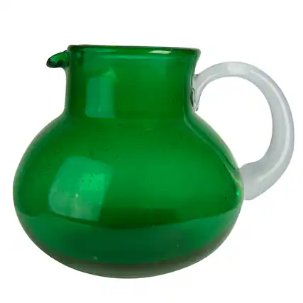 Front. Artland - Artland Handblown Glass Pitcher, Bubble Shape, Lead-Free, 90 Oz, Green - Green.