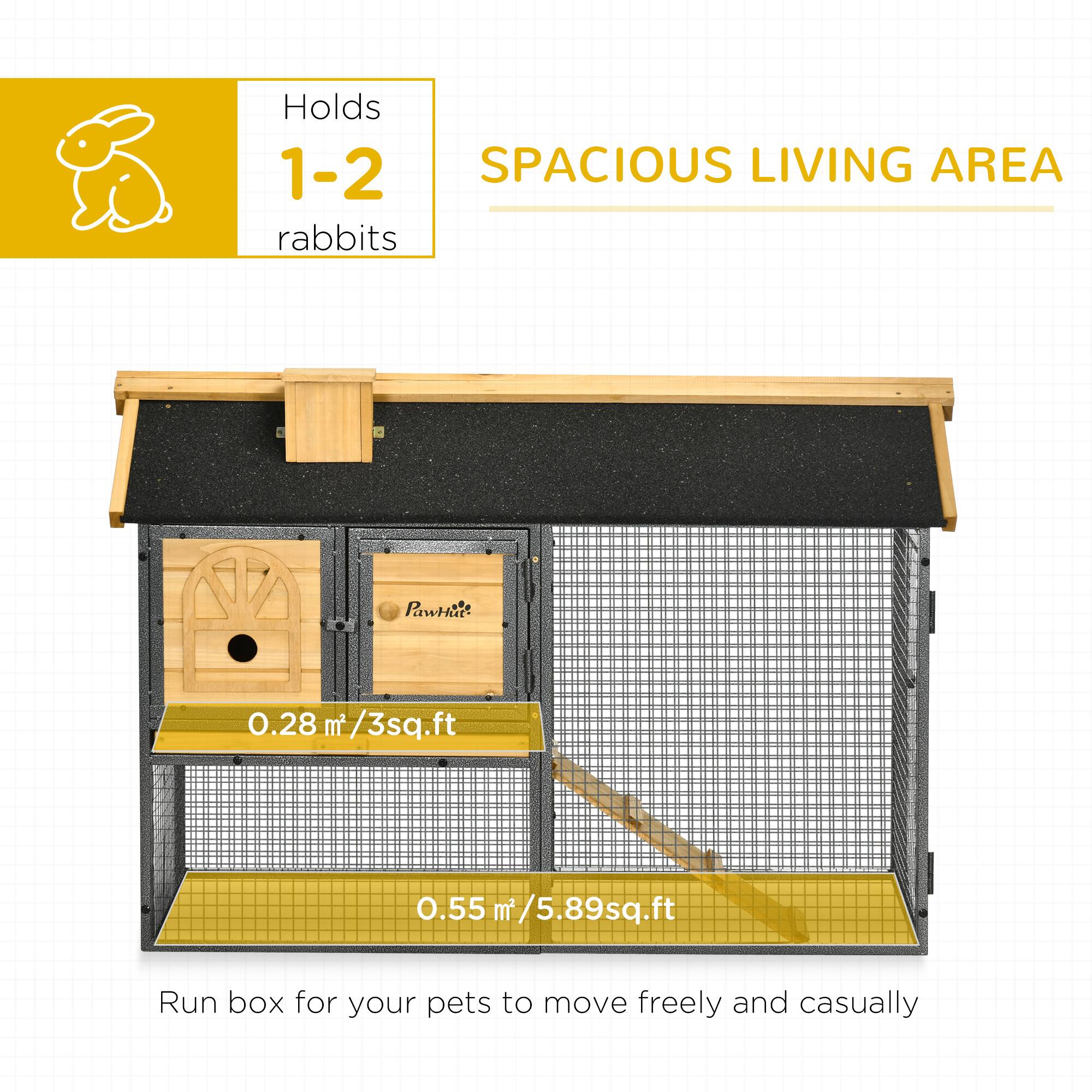 Holds 1-2 rabbits

SPACIOUS LIVING AREA

0.28 m² / 3 sq.ft

0.55 m² / 5.89 sq.ft

Run box for your pets to move freely and casually
