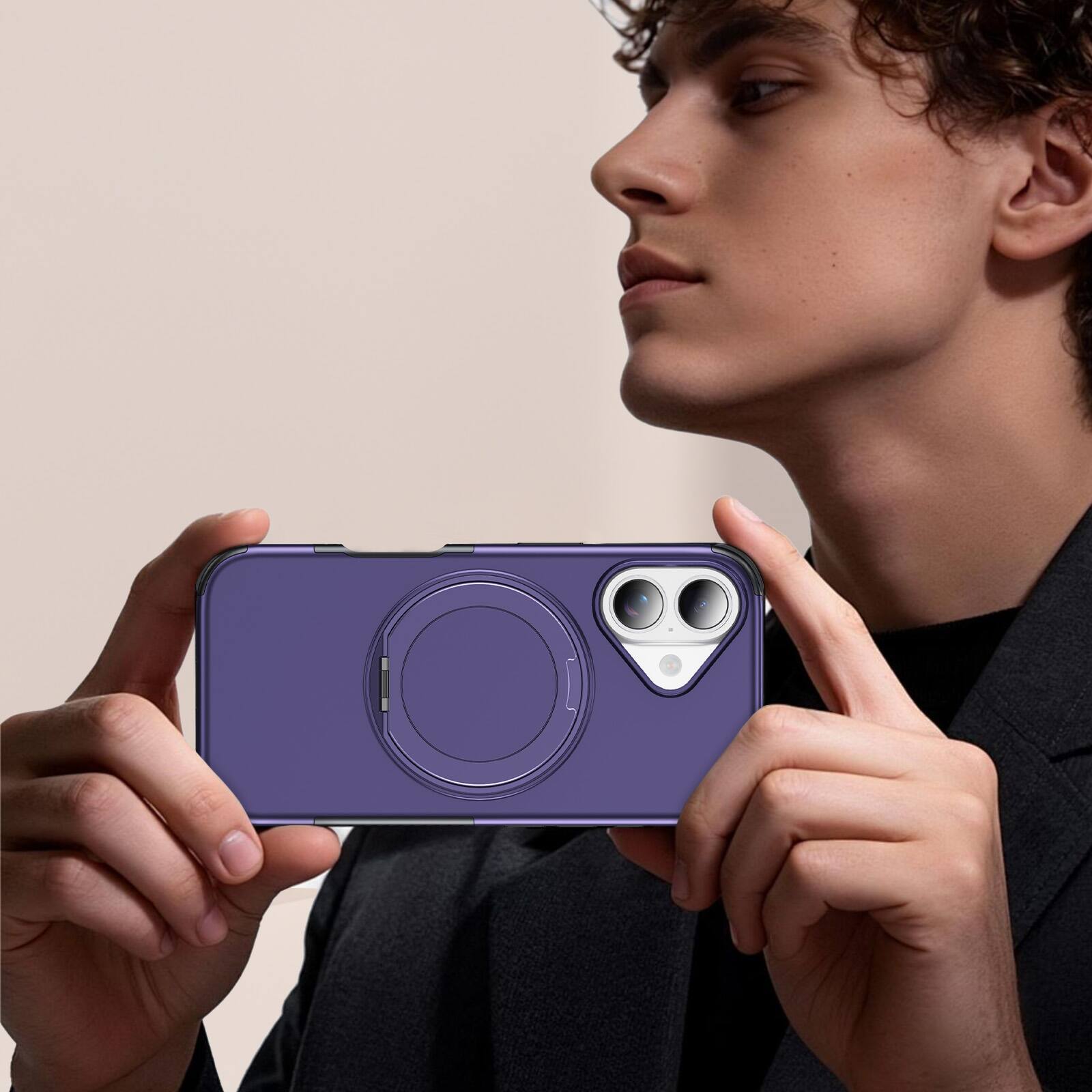Alt View 4. UUCOVER - Magnetic Case for iPhone 17,Shockproof TPU+PC Case Rind Holder Stand Case Compatible with MagSafe Cover - Deeppurple.