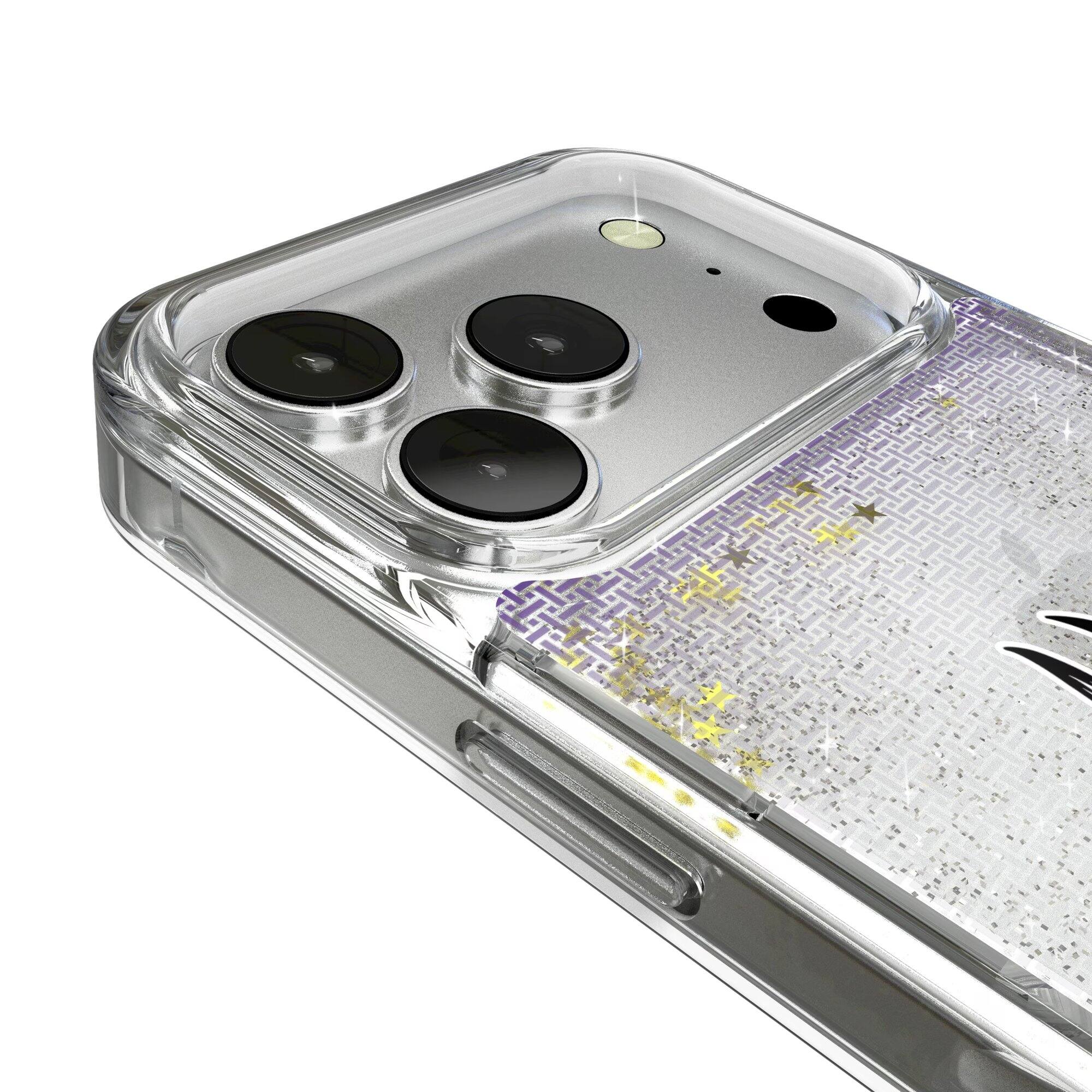 Alt View 2. Keyscaper - Minnesota Vikings Linen Logo iPhone Glitter Case - 16 Pro - Multicolor.
