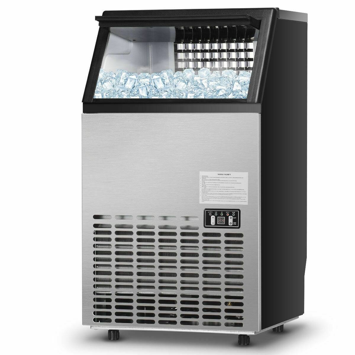 Sugift - Portable Built-In Stainless Steel Commercial Ice Maker - Silver