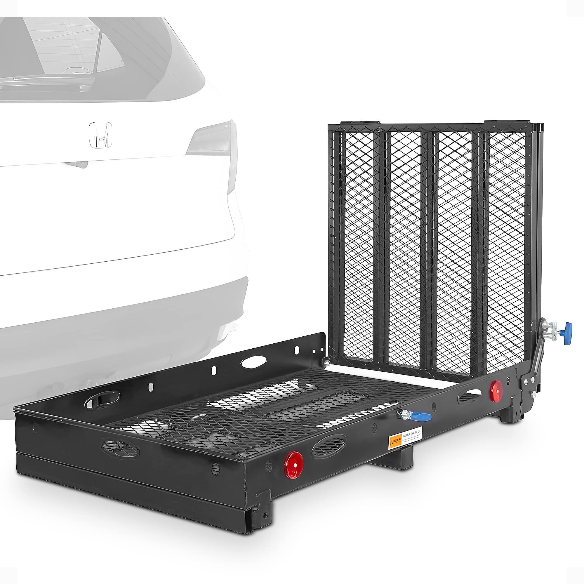 Silver Spring - 48" x 28" Folding Steel Wheelchair Carrier with Ramp & Hitch Mount - Black