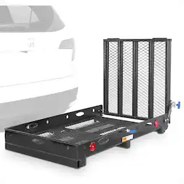 Silver Spring - 48" x 28" Folding Steel Wheelchair Carrier with Ramp & Hitch Mount - Black