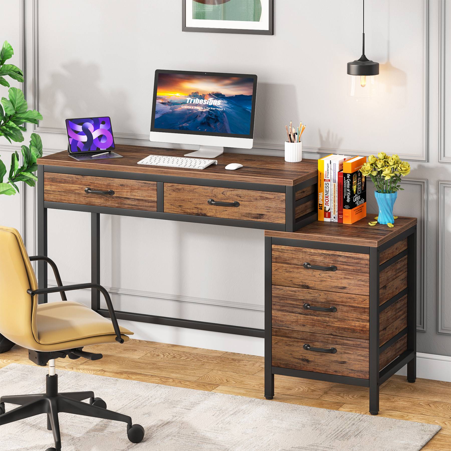 Tribesigns Office Computer Desk with Engineered Wood Construction, for ...
