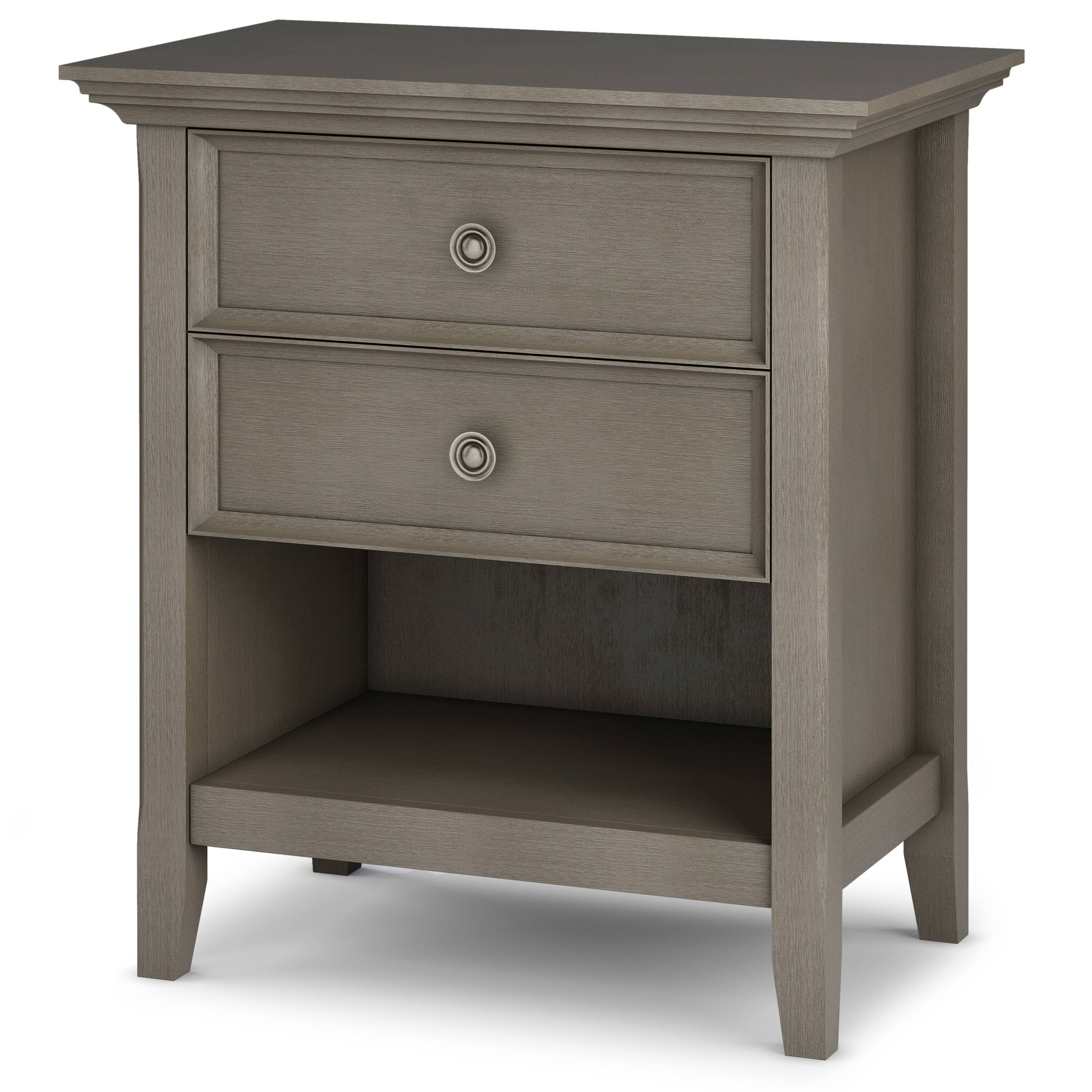 Angle. Simpli Home - Amherst Bedside Table - Farmhouse Grey.