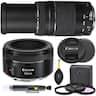Canon - EF 50mm f/1.8 STM and EF 75-300mm III Combo Lens Bundle with AOM Starter Kit (1 Year AOM Warranty)