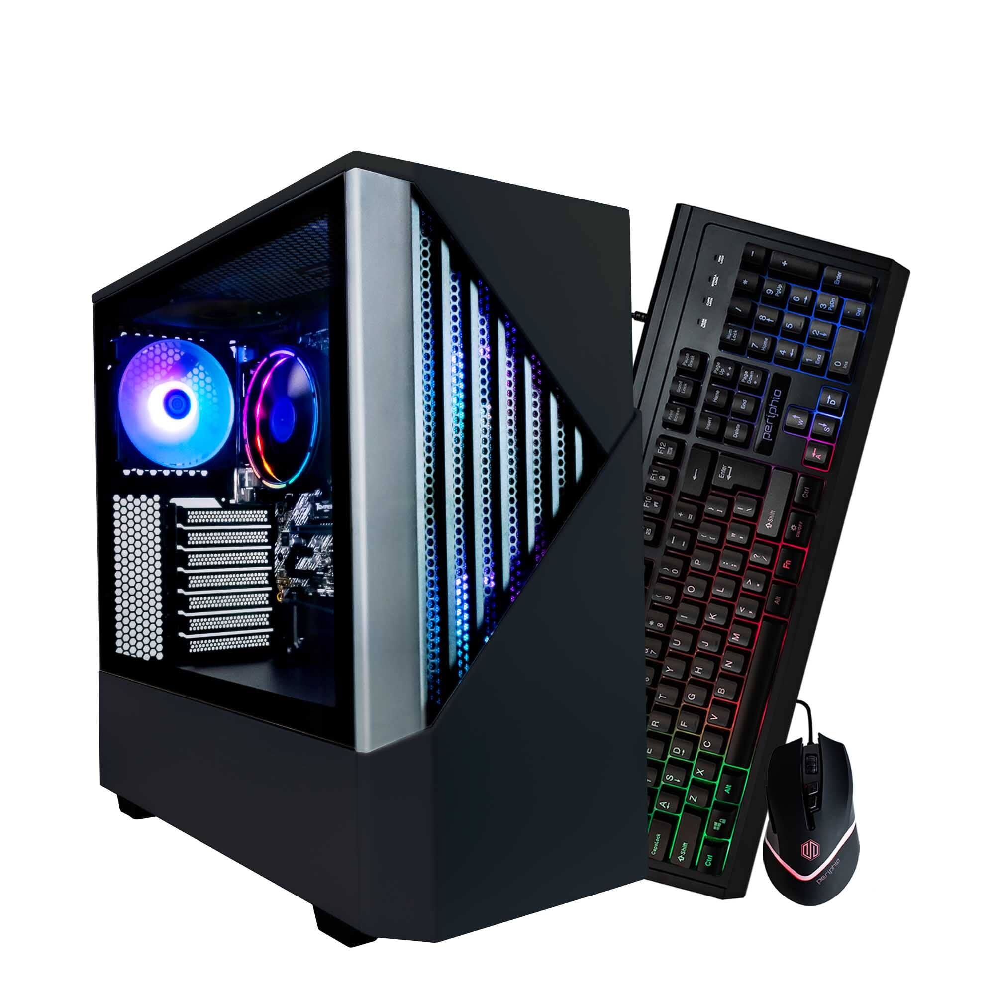 Front. Periphio - Periphio Reaper Gaming PC  Bundle-AMD Ryzen 5, Radeon Vega 7 iGPU, 16GB RAM, 1TB NVMe (SSD)-Win 11 Gaming  with Mse+Kybd - Black.