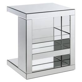 Manhattan Lane - Accent Table with Mirrored Panels and C Shape - Silver