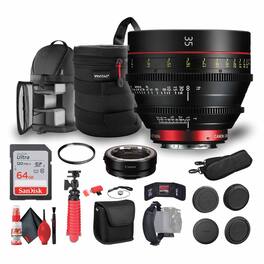 Canon - CN-E 35mm T1.5 L F Cinema Lens (EF Mount) + Mount Adapter EF-EOS R + More Bundle - Black