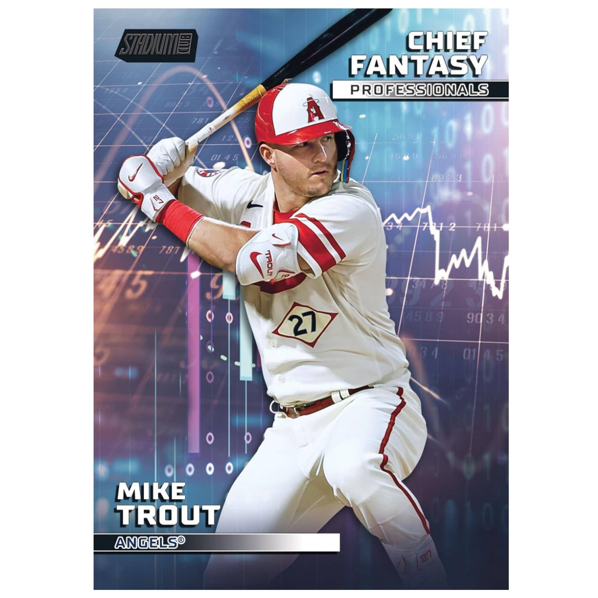 STADIUM CLUB E0 781 12 O 01 4 5 J L8 CHIEF FANTASY PROFESSIONALS A 15 BOP S8 781 5 TROU? 27 3-4 2 78+ 34 4589 90 3 4 34 01 0145 4 5 C MIKE TROUT ANGELS 27
