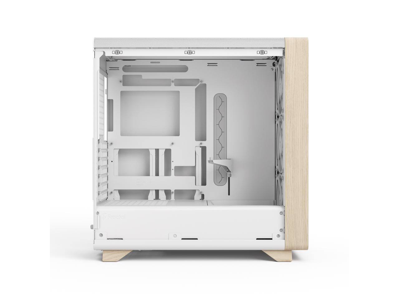 Alt View 5. Fractal Design - Fractal Design Summit Chalk White/Light Oak ATX Case w/ 3 Momentum 14 Fans, E-ATX/mATX/ITX Support - Chalk White.