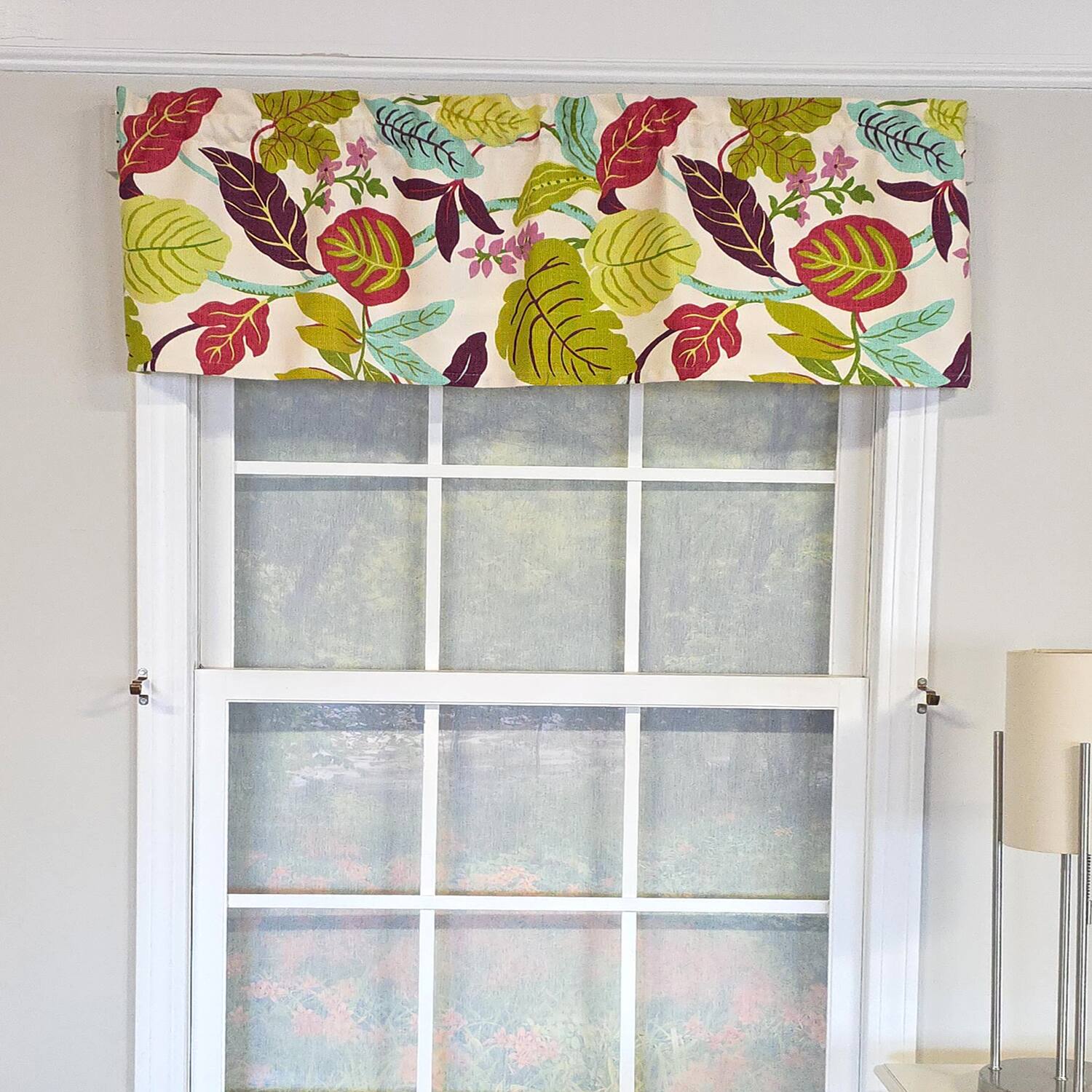 Angle. RLF Home - RLF Home 100% Cotton High Quality Antonia Tailored Window Valance with 1.5" Rod Pocket 50" W X 12" L Spring - Spring.
