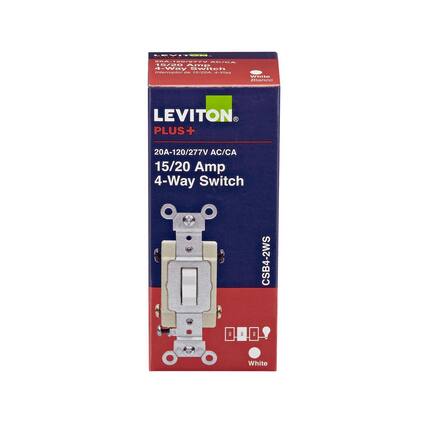 LEVITON PLUS+
20A-120/277V AC/CA
15/20 Amp 4-Way Switch
CSB4-2WS
White