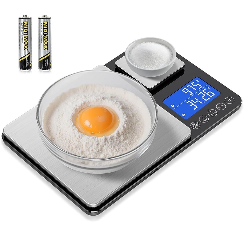 ACJPR - Dual-Platform Kitchen Scale, 15 kg / 33 lb Capacity, 0.01 g / 0.001 oz High Precision, 7 Units, Tare and Totalizer, Idea