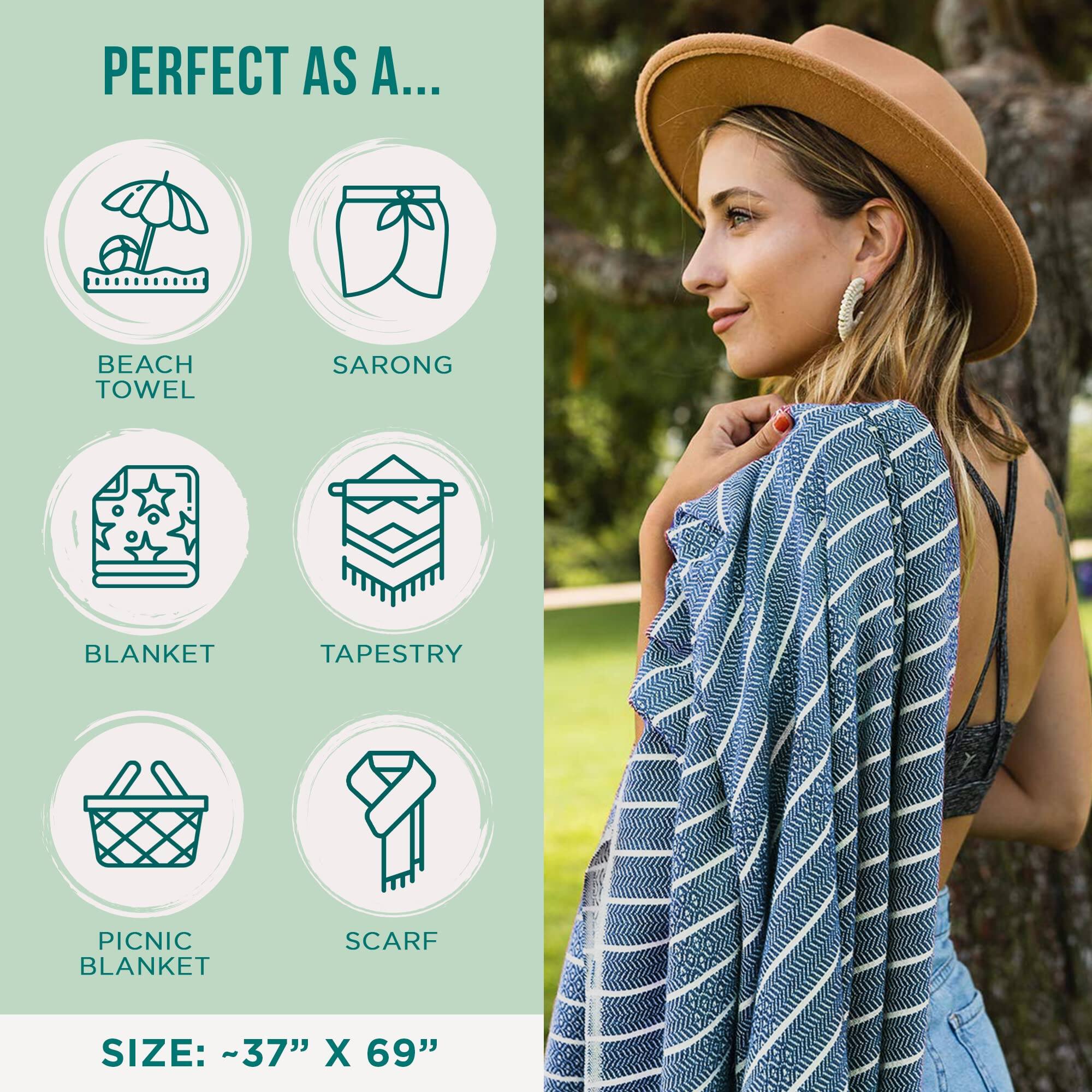 PERFECT AS A...

- BEACH TOWEL
- SARONG
- BLANKET
- TAPESTRY
- PICNIC BLANKET
- SCARF

SIZE: ~37" X 69"