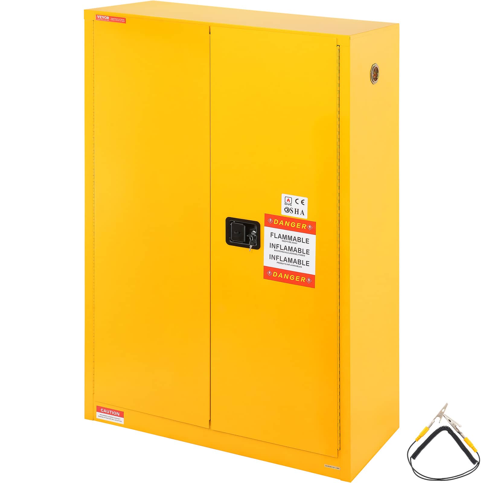 VEVOR - Flammable Safety Cabinet, 45 Gal, Cold-Rolled Steel Flammable Liquid Storage Cabinet, 42.9 x 18.1 x 65.2 in Explosion - Yellow