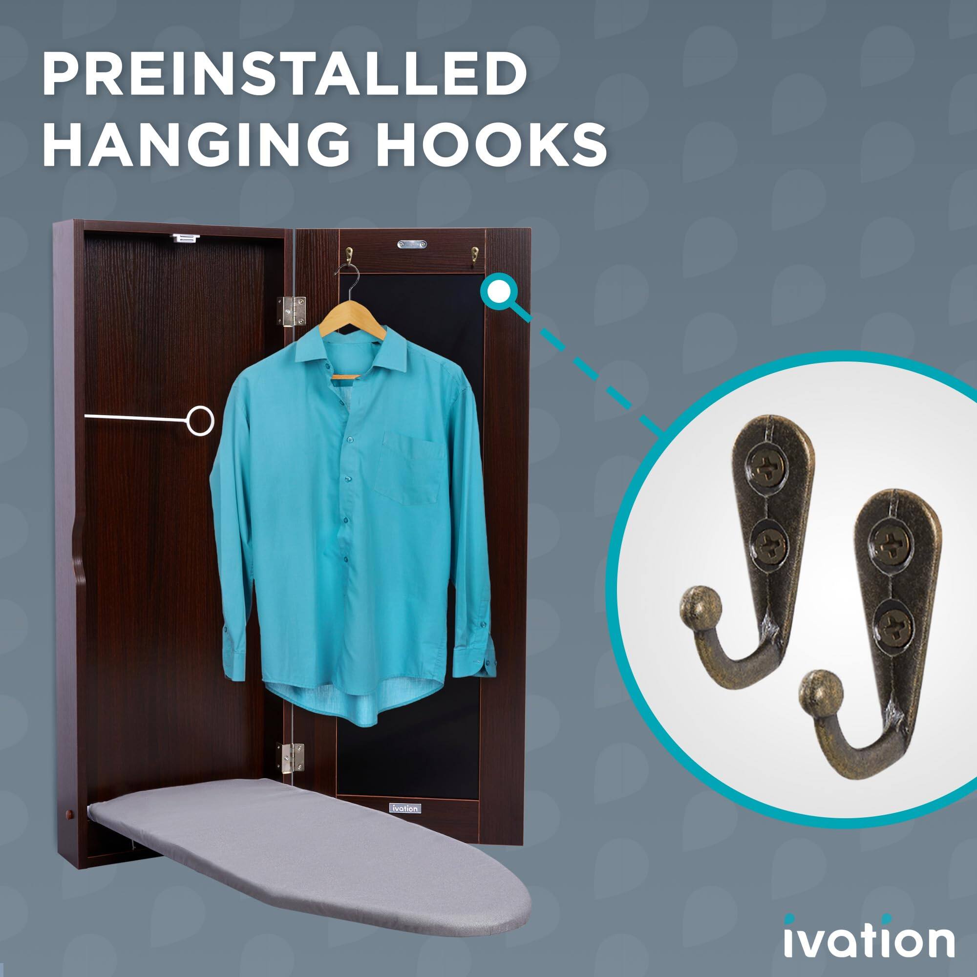 Alt View 3. Ivation - Ivation Ironing Board, Wall Mounted Ironing Board Cabinet with Right Side Door & Mirror - Brown.