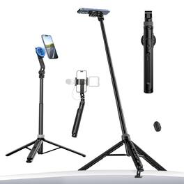 COTTAGE - Tt88 Magnetic Tripod For Extendable Selfie Stick W Remote 2 in 1 Phone Clip Dual Cold Shoe Mounts lightweig - Black