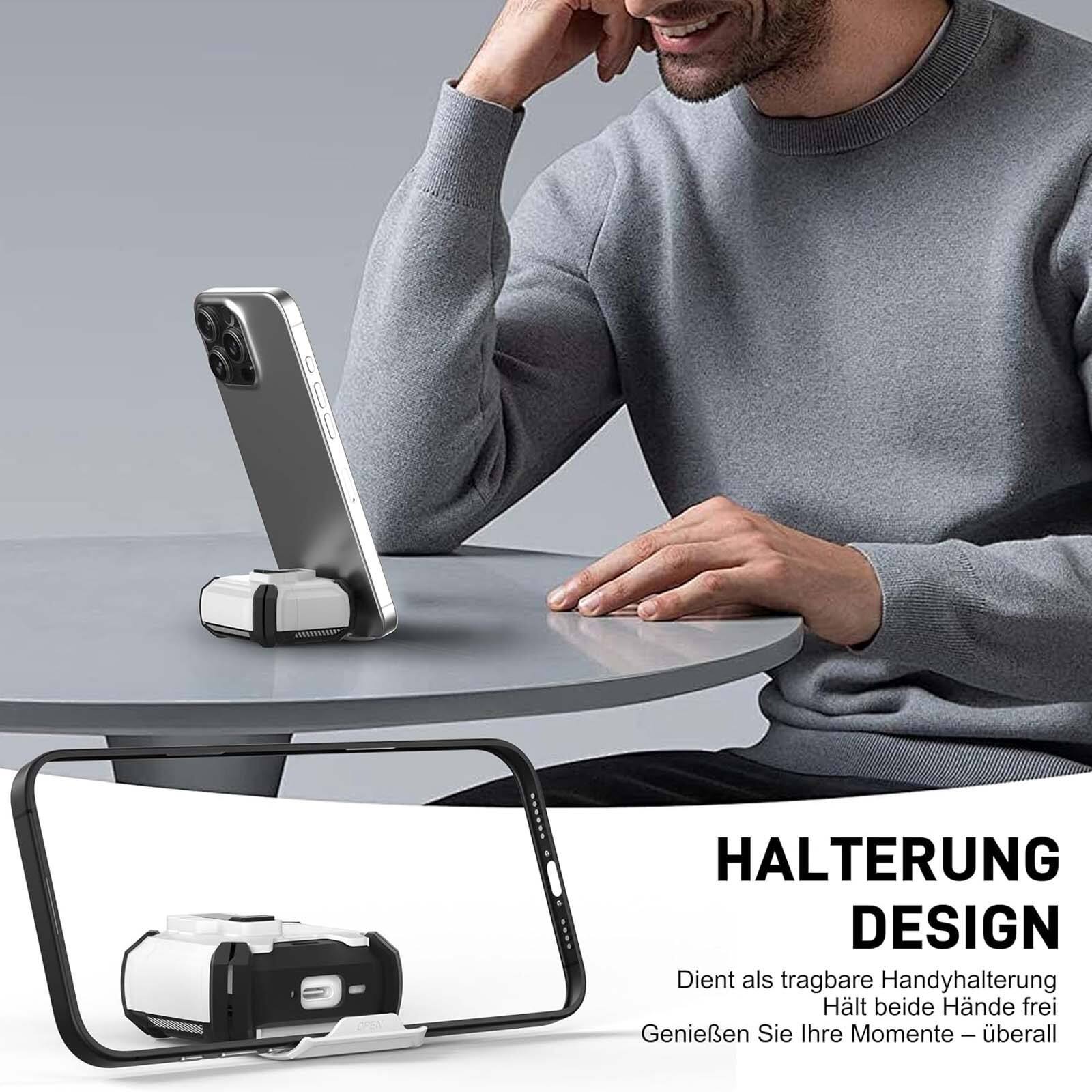 HALTERUNG DESIGN  
Dient als tragbare Handyhalterung  
Hält beide Hände frei  
Genießen Sie Ihre Momente – überall