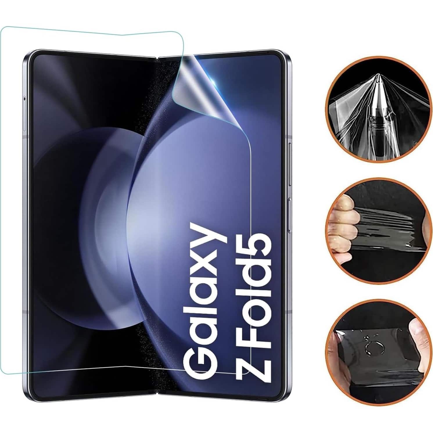 Alt View 12. SaharaCase - ZeroDamage Ultra Strong+ Tempered Glass + Film Screen Protector for Samsung Galaxy Z Fold5 (2-Pack) - Clear.