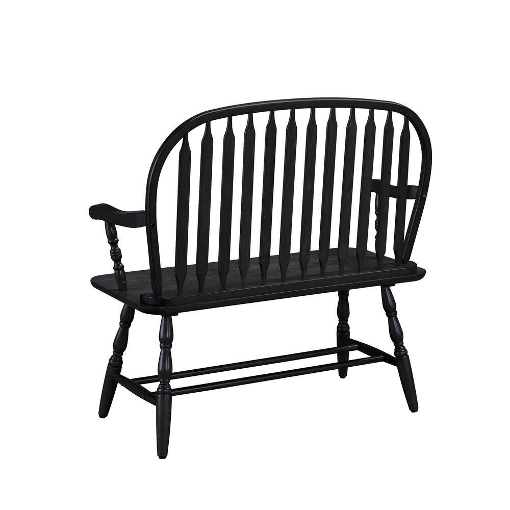Left. Carolina Chair & Table - Windsor Bench - Antique Black - Antique Black.
