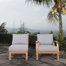 Marina 2 Piece Outdoor Patio Teak Set by Modway - Natural Gray
