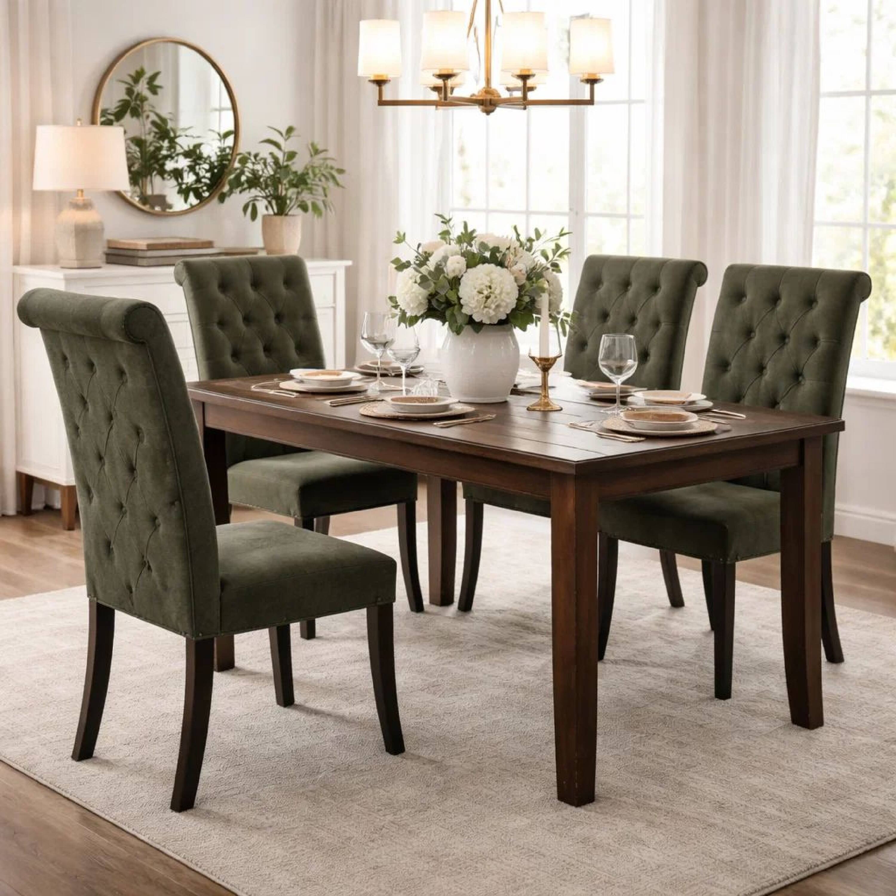 Alt View 6. Manhattan Lane - Button Tufted Wooden Fabric Upholstered Side Chair, Gray, Pack Of Two - Gray And Black.