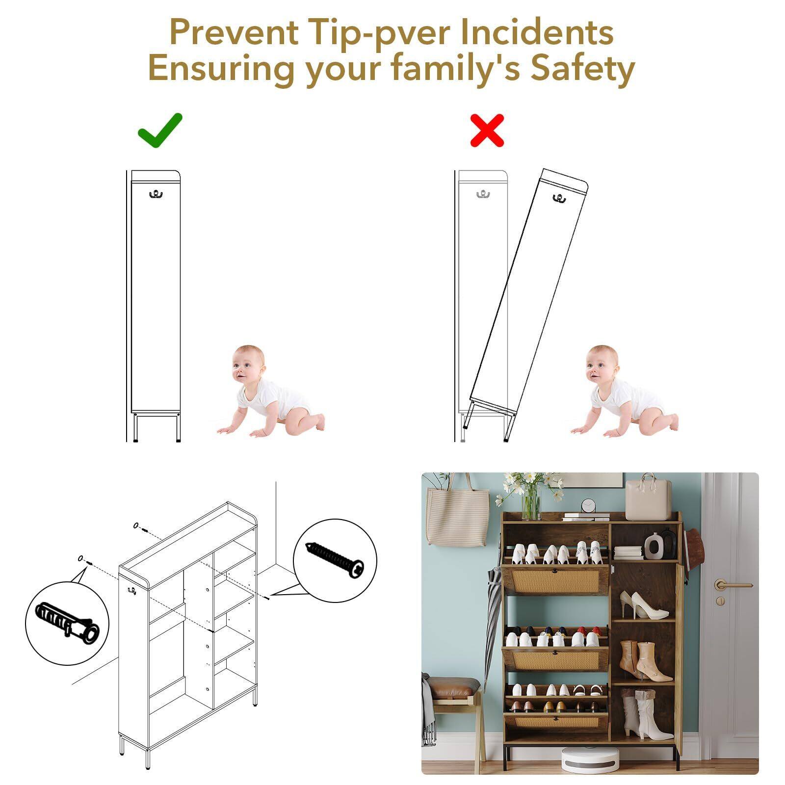 Prevent Tip-over Incidents  
Ensuring your family's Safety

Prevent Tip-over Incidents  
Ensuring your family's Safety