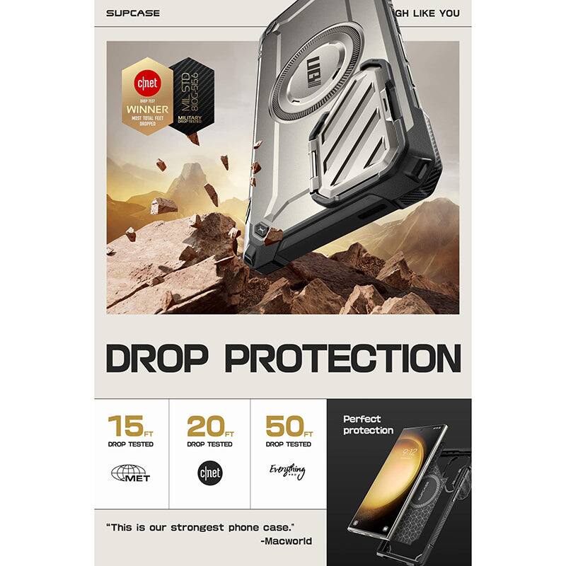 SUPCASE  
HIGH LIKE YOU  

c|net  
WINNER  
MOST TOTAL FEET  
DROP PROTECTION  

MIL-STD-810G  
MILITARY SPEC  

DROP PROTECTION  

15 FT  
DROP TESTED  

20 FT  
DROP TESTED  

50 FT  
DROP TESTED  

Perfect protection  
Everything  

"This is our strongest phone case."  
-Macworld  

c|net  
MET