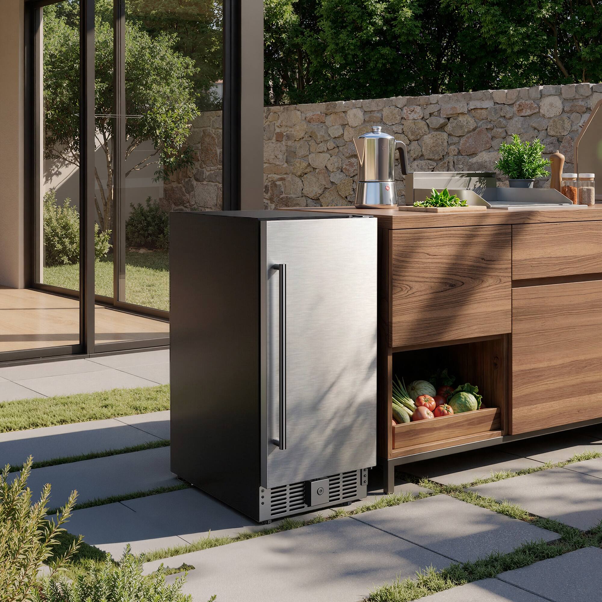 Alt View 5. SIMZLIFE - 130-Can Single Zone Beverage Fridge - 15 in. Built-in Design, Silver Stainless Steel, Auto LED Lights Included - Silver.