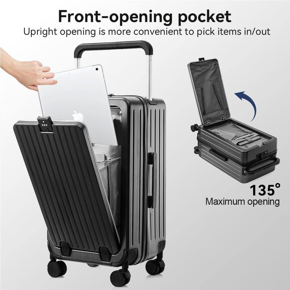 Front-opening pocket  
Upright opening is more convenient to pick items in/out  
135° Maximum opening