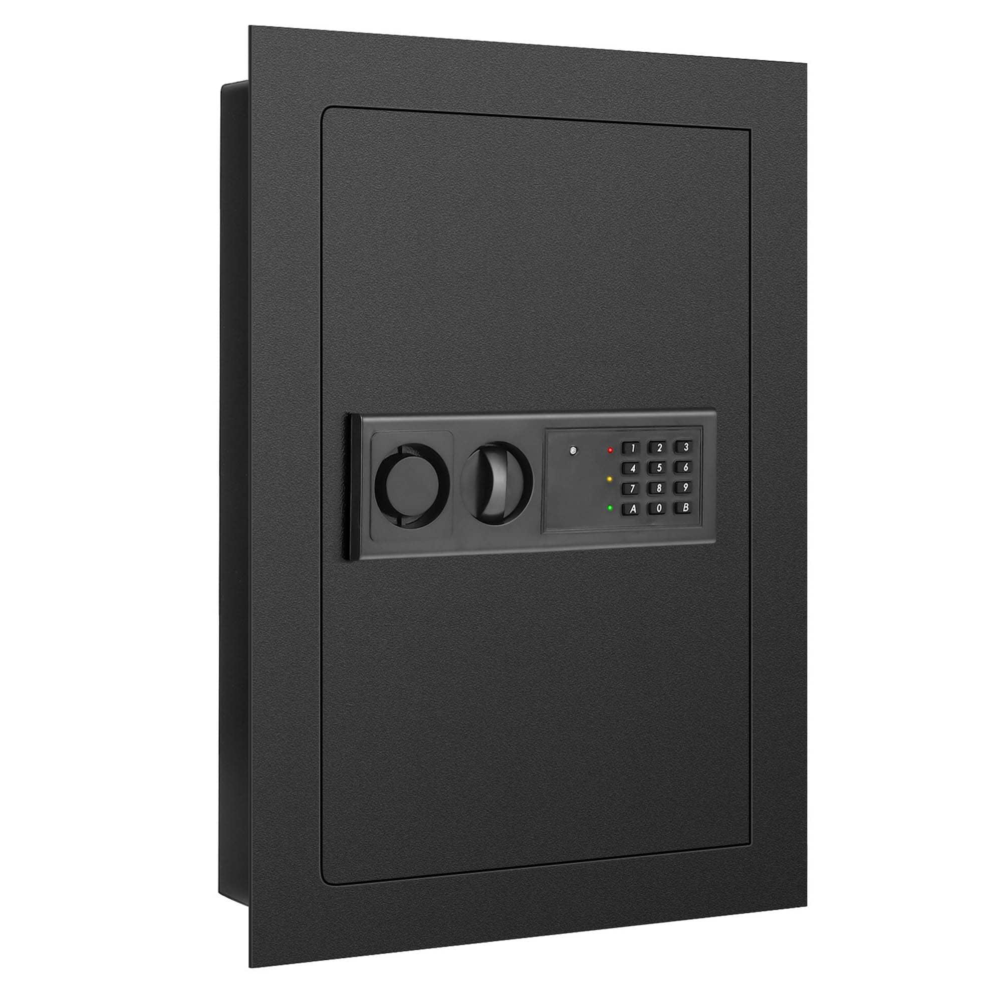Costway - 0.8CF Digital Flat Recessed Wall Safe Home Security Lock Gun Cash Box Locking - Black