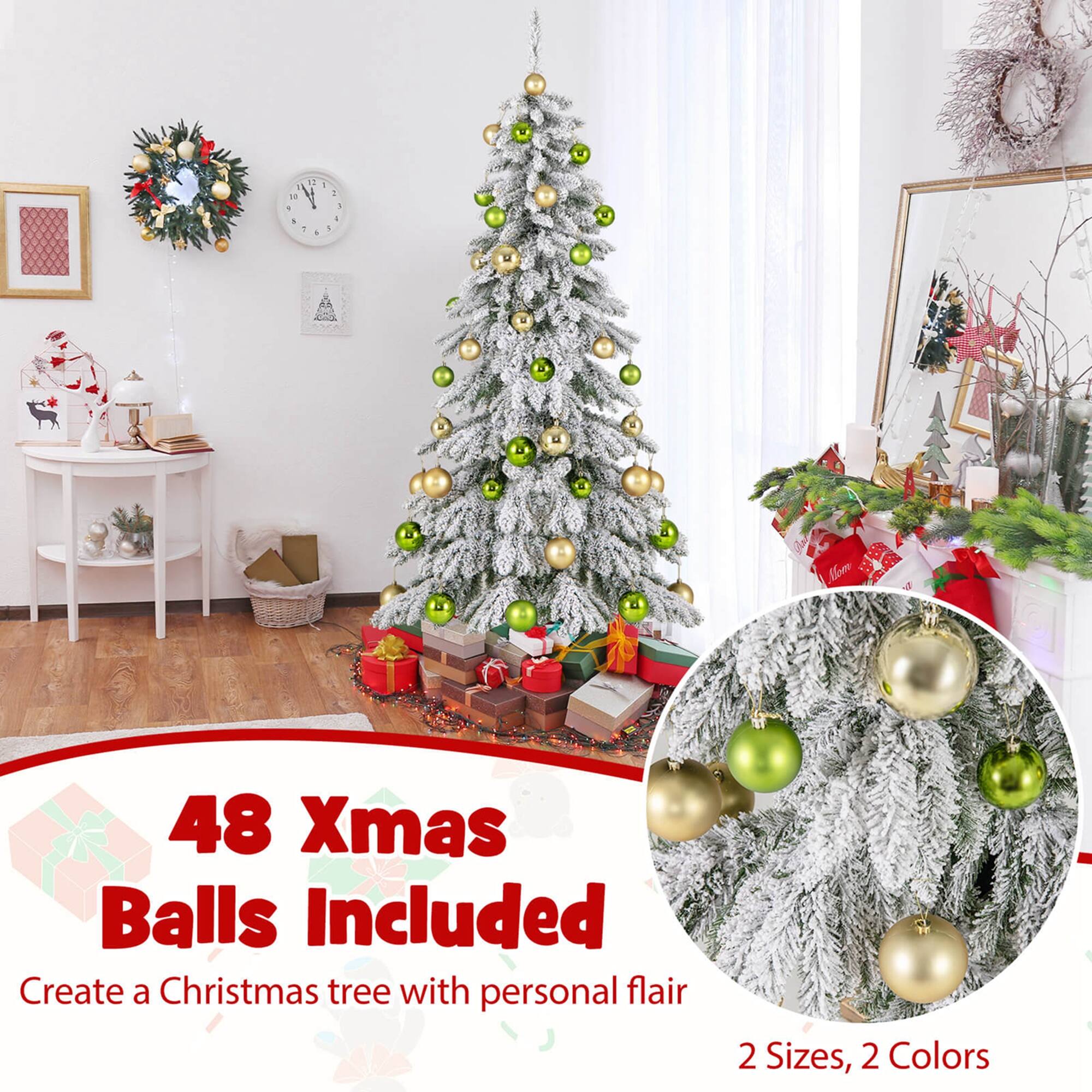 1 - 1 - Y + .  - -  - - 1 48 Xmas Balls Included
2 Sizes, 2 Colors
Create a Christmas tree with personal flair
