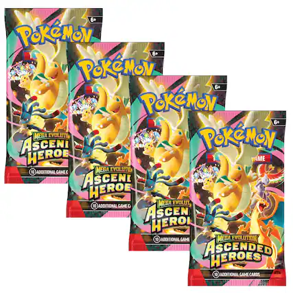 6+ Pokémon 6+ Pokémon 6+ Pokémon
6+ Mega Evolution Ascended Heroes
10 Additional Game Cards
6+ Mega Evolution Ascended Heroes
10 Additional Game Cards
6+ Mega Evolution Ascended Heroes
10 Additional Game Cards
6+ Mega Evolution Ascended Heroes
10 Additional Game Cards