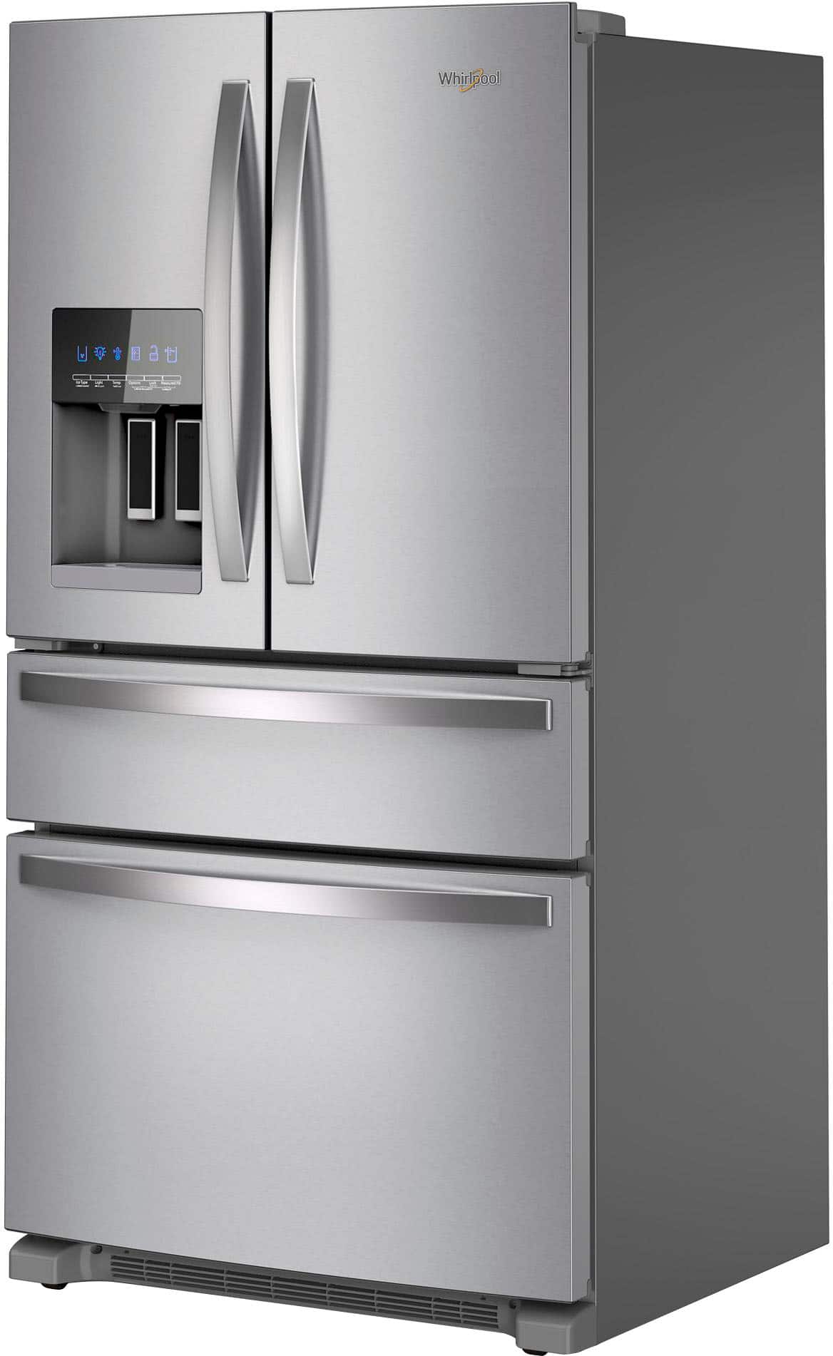 Back. Whirlpool - 25 Cu. Ft. Wide French Door Bottom Mount Refrigerator with Two-Tier Freezer Storage - Fingerprint Resistant Stainless Steel.
