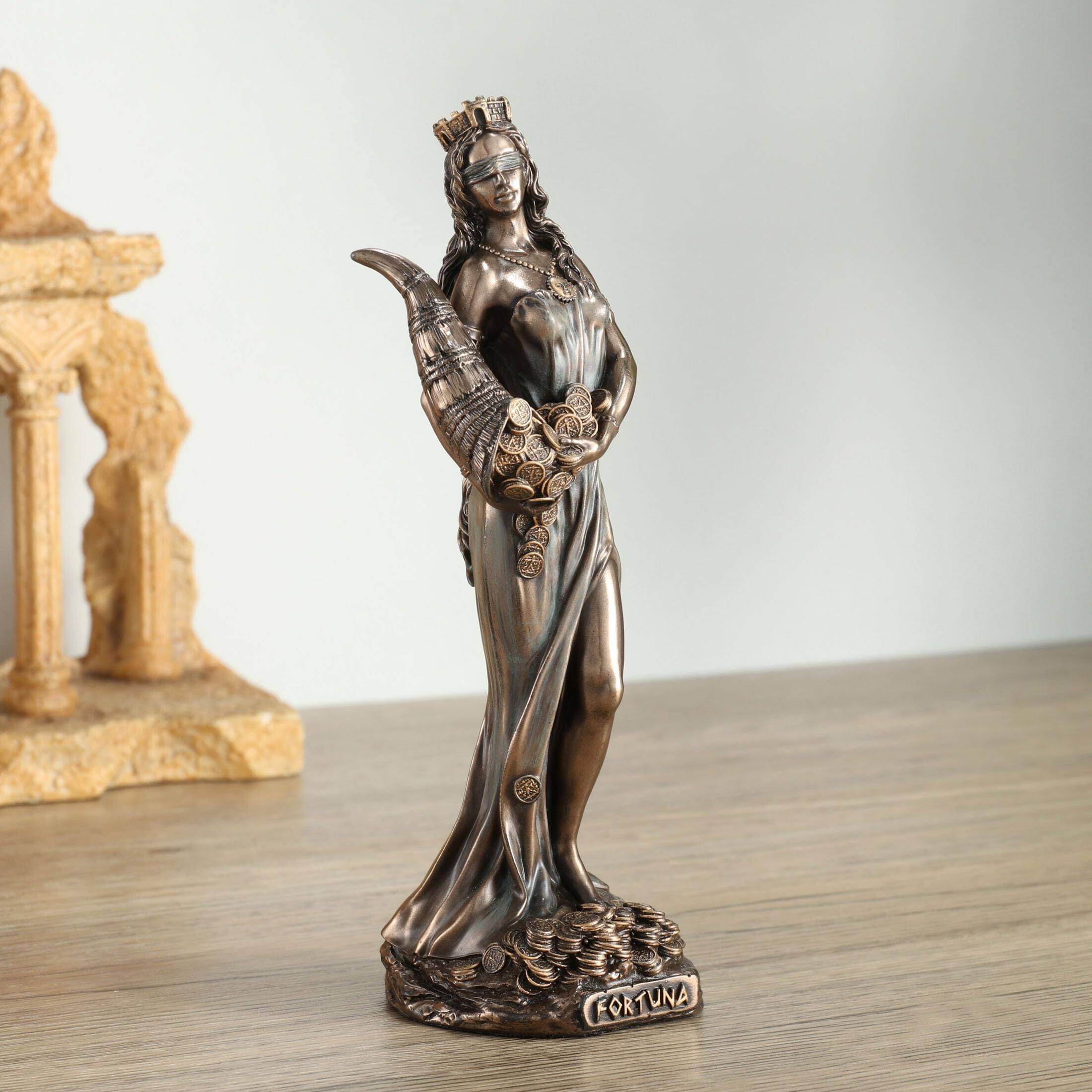 Alt View 6. Refined Abode Design - 6 1 Fortuna The Greek Goddess Of Fortune And Luck Sculpture Cold Cast Bronze Finish.