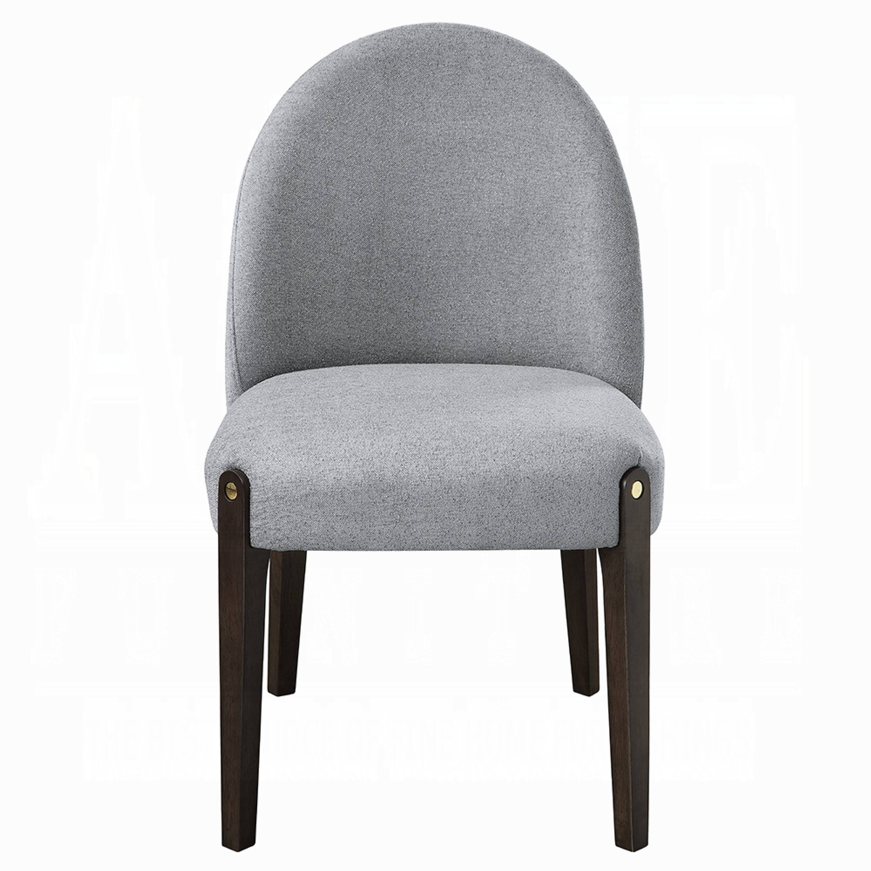 Alt View 1. Manhattan Lane - Jeh Side Dining Chair Set of 2, Gray Chenille - Gray, Espresso Brown.