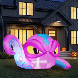 Joyfy - 6.2FT Octopus Inflatable Halloween Decoration – Tentacles Bursting from Window with Built-in LEDs for Yard Displays - Pink