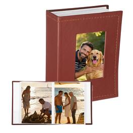 Unique Bargains - Photo Album 6.5x4.9 Inch 100 Photos PU Leather Cover Photo Book with Display Window for Family Wedding Anniversary - Brown